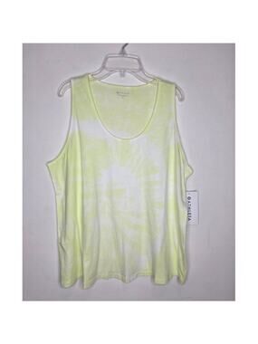 NWT Athleta organic daily printed tank - sunburst yellow green - 1X
